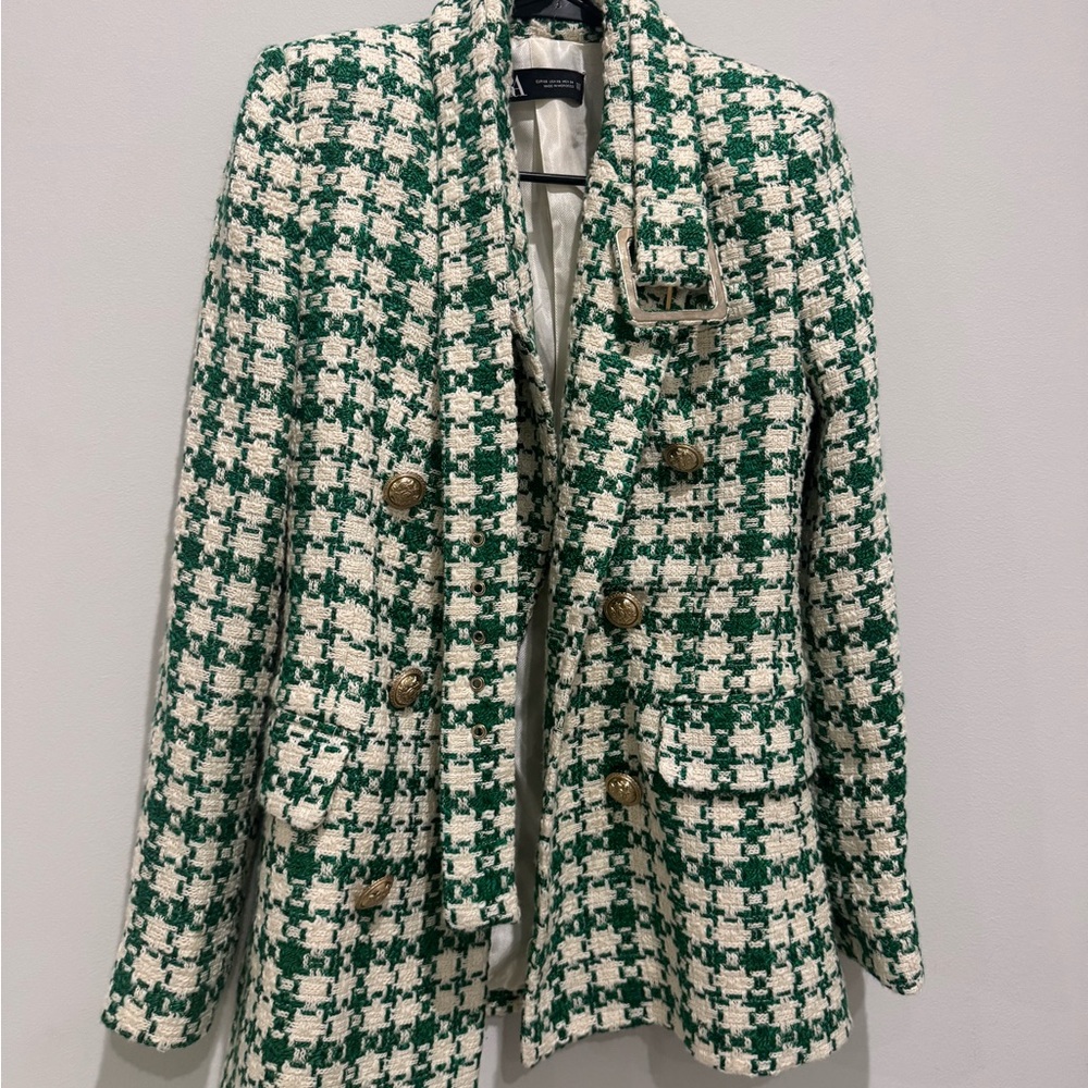Green and White Tweed Jacket